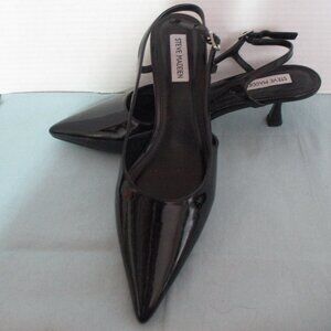 Steve Madden Legaci Pumps Sling Back Kitten Heel Pointed Toe Faux Patent Leather